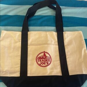 Trader Joe's Cream and navyTote Bag